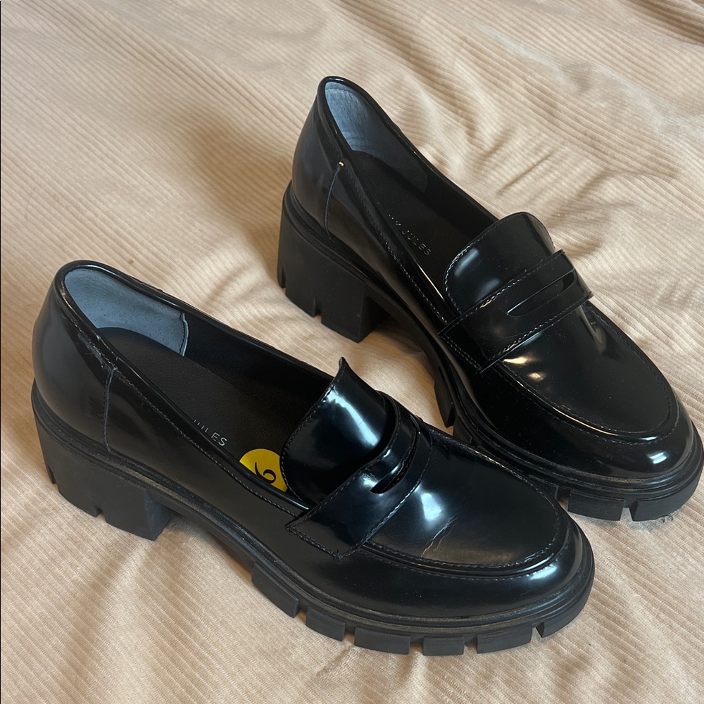 Sincerely Jules Glossy Black Platform Loafers